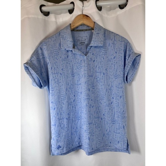adidas Tops - Adidas Women's Go-To Printed Golf Polo Shirt Dawn Blue/Lav S RARE FACTORY SAMPLE